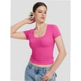 thumbnail image 5 of Womens Basic Scoop Neck Short Sleeve T Shirt Slim Fit Tee Summer Going Out Crop Tops Tight Sexy Shirts, 5 of 6