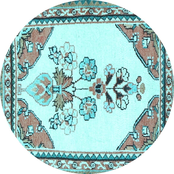 Ahgly Company Indoor Round Animal Light Blue Traditional Area Rugs, 6' Round
