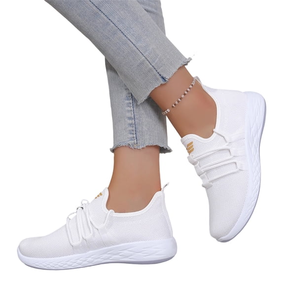 HTHLVMD Lightweight Mesh Sneakers, Comfortable Walking Shoes, Comfortable Tennis Running Shoes for Women Lightweight and Slip On Sneakers Casual Women's Walking Shoes, White 7