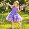 thumbnail image 3 of IPIO Girls Purple Unicorn Tulle Dress, Flutter Sleeve Bow Princess Dress for Birthday Party, 3 of 6