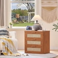 thumbnail image 6 of Leyaoyao 23" Rattan Nightstand with Charging Station, Adult 3-Drawer Boho Bedside Table, Tea Brown Storage Cabinet for Bedroom, Living Room, Hallway, 6 of 8