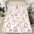 thumbnail image 2 of Homewish Kawaii Cat Kitten Twin Sheet Sets, Cute Cartoon Animal Lover Twin Fitted Sheet, Teens Kids Girls Flat Sheet, Super Cozy Room Decor, 3 Pieces, 2 of 7