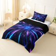thumbnail image 2 of Manfei Abstract Starburst Light Twin Comforter Sets, Modern Neon Gradient Bedding Set, Blue and Purple, Black Reversible 2 Pieces, 1 Comforter and 1 Pillowcase, 2 of 6