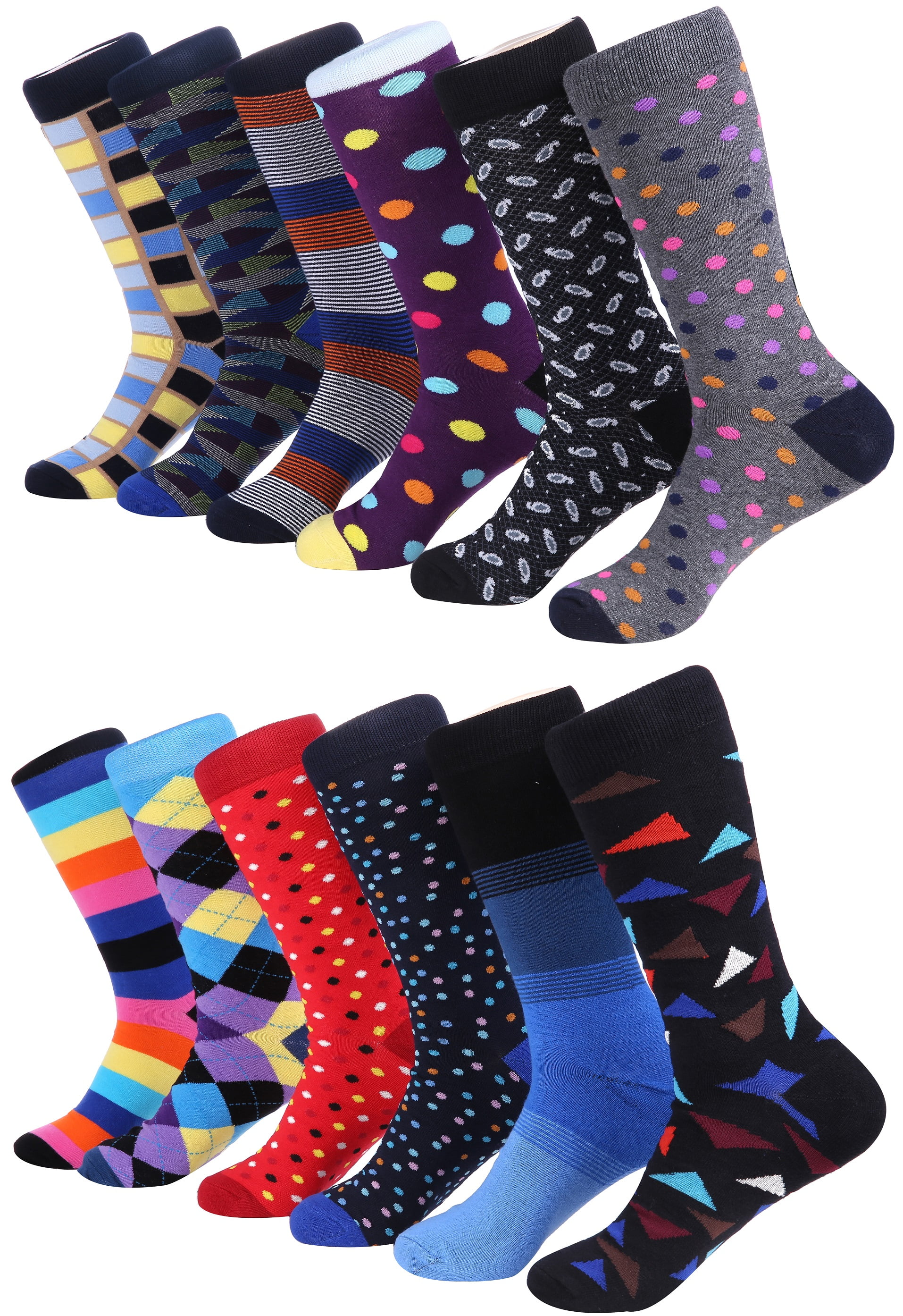 Mens Fun Dress Socks Colorful Funcy Novelty Crazy Fashion Office Crew Socks Pack,Cool Art Casual Cotton Socks