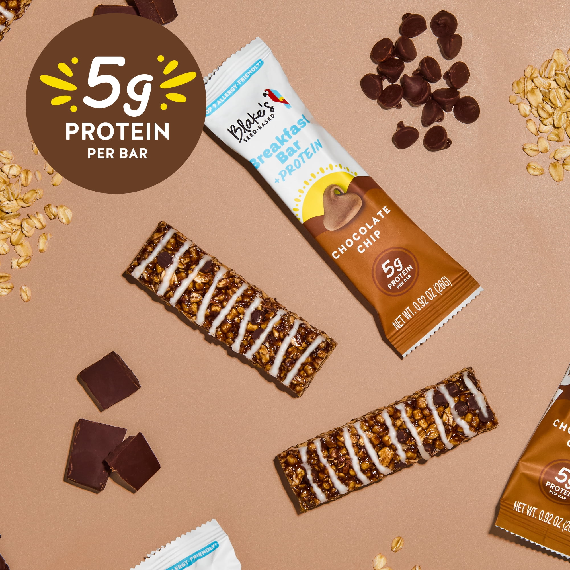 Blake’s Seed Based Breakfast Bars with Protein — Chocolate Chip 5ct, Top 9 Allergen Free