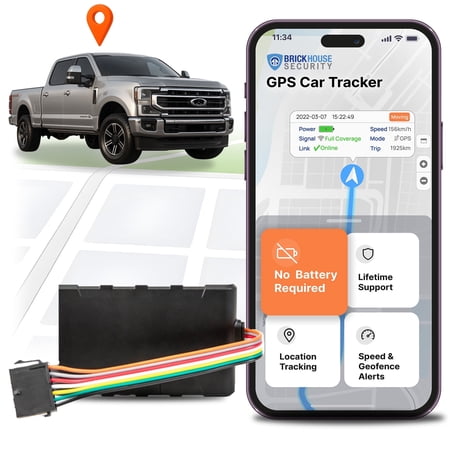 Brickhouse Security Livewire 4 4G LTE Auto GPS Tracker, Real Time Vehicle and Fleet Tracking, Geofencing, & Speed Alerts for Car & Trailer Vehicles, No Batteries Required,Subscription Plans Available