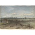thumbnail image 2 of Johan Hendrik Weissenbruch 14x11 Black Ornate Wood Framed Double Matted Museum Art Print Titled: View of Haarlem from the Dunes (Mid-19th-Early 20th Century), 2 of 5