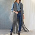 thumbnail image 4 of Pincandy Women Fringe Tassel Vest 70s Vintage Western Cowgirl Long Waistcoat Faux Suede Sleeveless Jacket Shacket Fall Outwear, 4 of 7