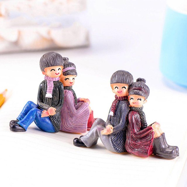 CAROOTU Creative Back-To-Back Micro Landscape Romantic Lovers Crafts Ornaments For Home
