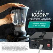 LiteFuze 1000W Step-Up/Step-Down Transformer with Dual Sockets - Premium Copper Coil, Noise Reduction, and Circuit Breaker Protection (JP-1000)