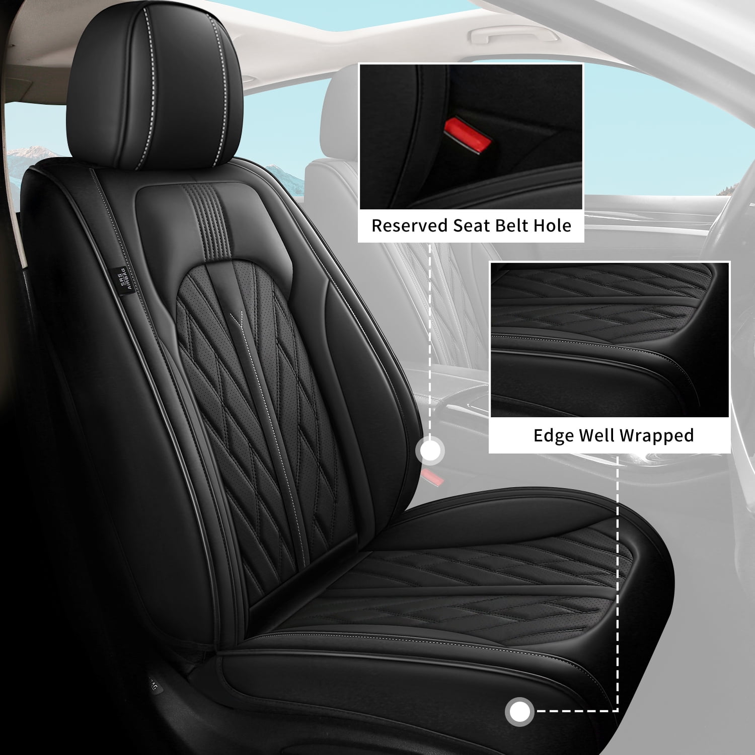 DIKSOAKR Car Seat Covers Fit for Toyota RAV4 2013-2025 Full Set Leather Seat Cushion Waterproof Automotive Seat Protectors(2 Seats,Black)