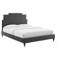 thumbnail image 2 of Modway Lindsey Performance Velvet Twin Platform Bed in Charcoal, 2 of 10