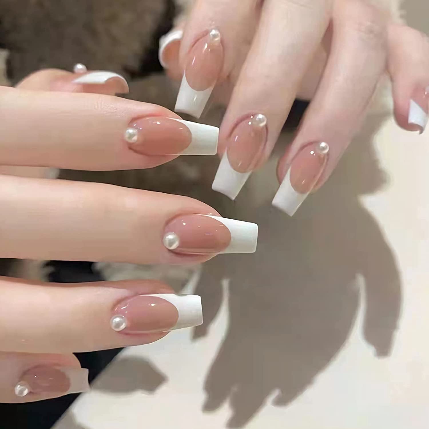 Pearl Tip Acrylic Nails