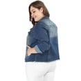 thumbnail image 4 of ChaqueDe MezclilDeshilachaCon Frente Lavado Clásico PaMujer De TalGrande Azul 1X, 4 of 6