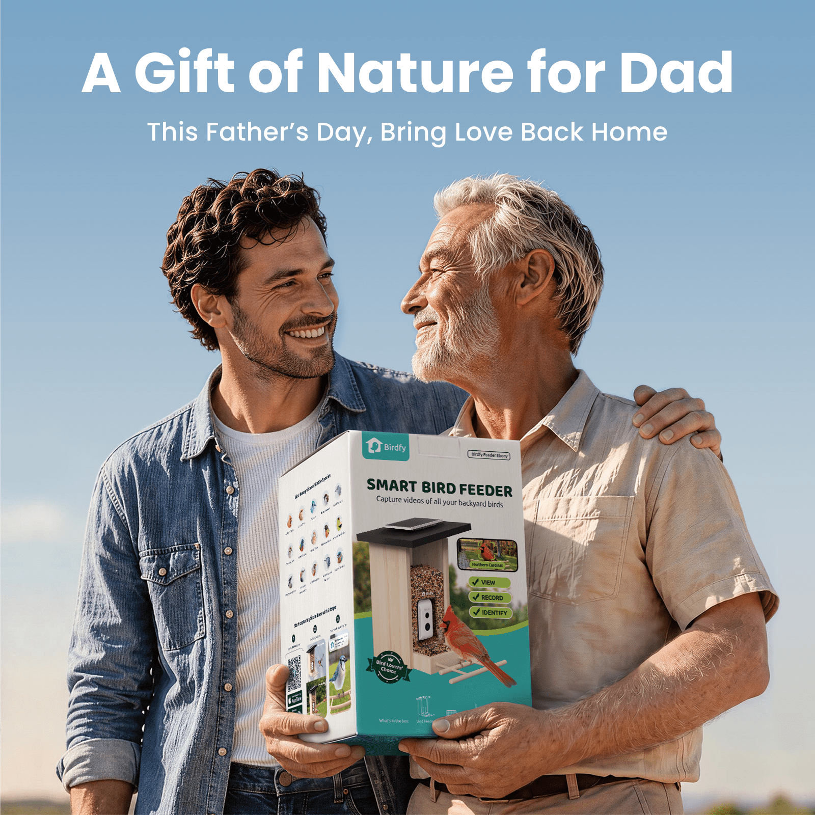 Birdfy Smart Bird Feeder with Camera, Bird Watching Camera with Solar Panel, AI Identify 6000+ Species, Eco-friendly Wooden, Ideal Gift, Ebony