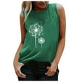 thumbnail image 1 of Pompotops Mode T-shirt Décontracté Sans Manches à Col Rond Imprimé Lettre pour Femmes Été, 1 of 4