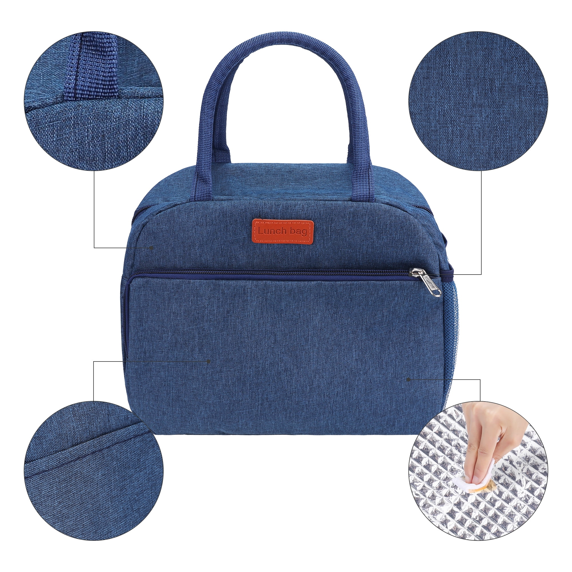Unique Bargains Insulated Bag Lunch Bag Cooler Bag for Work Office Navy Blue