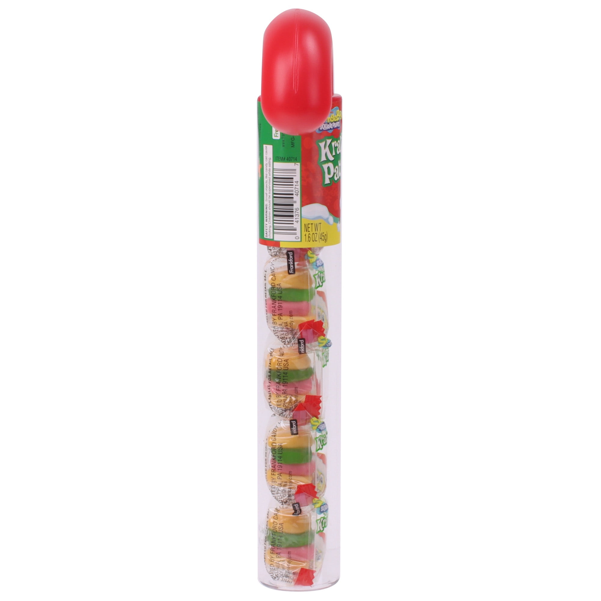 (3 pack) Frankford SpongeBob SquarePants Krabby Patties Original Flavor Gummy Candy Tube, Christmas, 1.6 oz