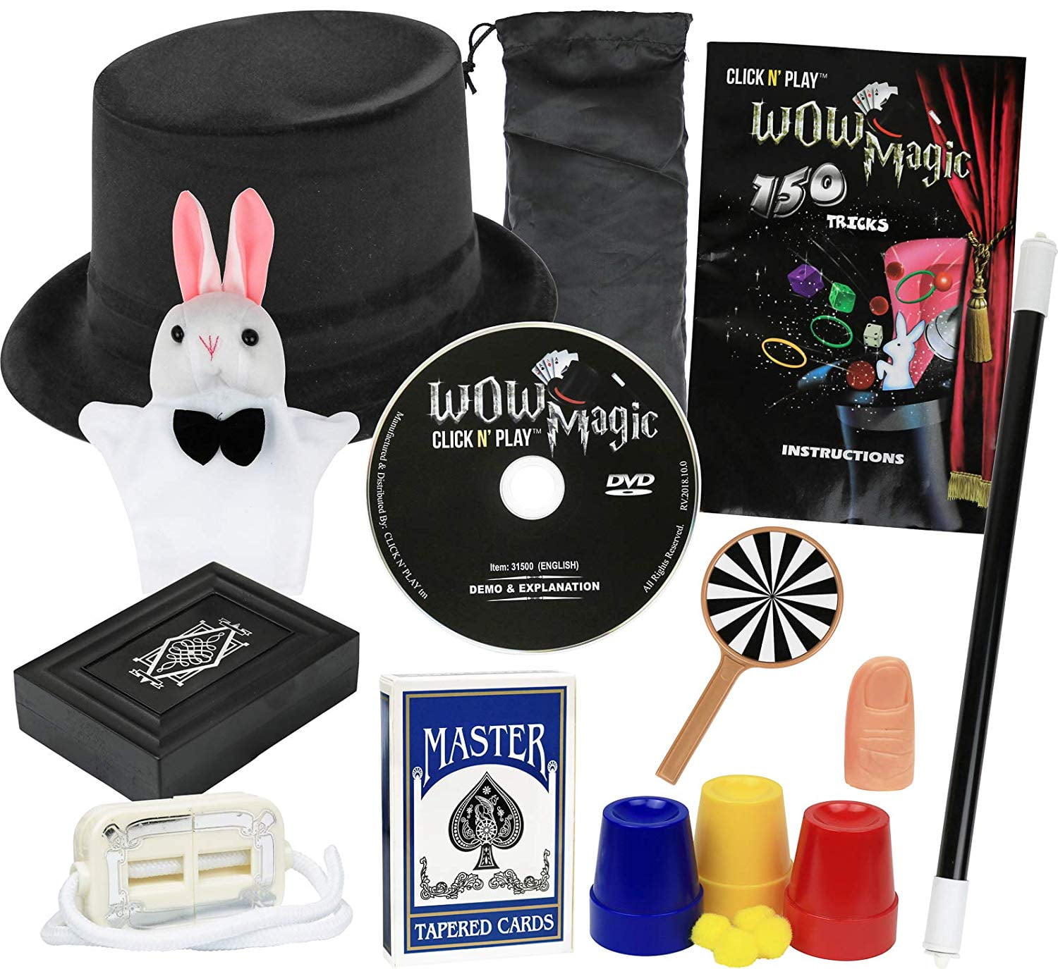 125 Tricks Magic Show Set Kids Creative Boys Girls Magician Top Hat Fun Kit Pack 