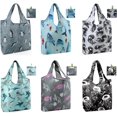 thumbnail image 1 of BeeGreen Bolsas de compras reutilizables para comestibles, paquete de 6 bolsas extragrandes de 50 libras Ripstop geométricas, lavables a máquina, bolsas de reciclaje de nailon con bolsa a granel, negr, 1 of 4