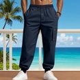 thumbnail image 3 of Gytharion Mens Cargo Sweatpants Fashion Casual Solid Drawstring Elastic Waist Joggers Plus Size Loose Comfy Multi-Pocket Cinch Bottom Athletic Pants for Men, 3 of 9