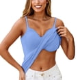 thumbnail image 2 of Camisole Tops for Women Built in Bra Adjustable Spaghetti Strap Workout Yoga Shirts Basic Tank Tops Layer Padded Bra Sky Blue L, 2 of 7