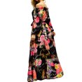 thumbnail image 3 of Sunloudy Vestido de manga larga casual para mujer, estampado a la moda, cuello de barco, vestido largo con cinturón Sunloudy  moda, 3 of 9