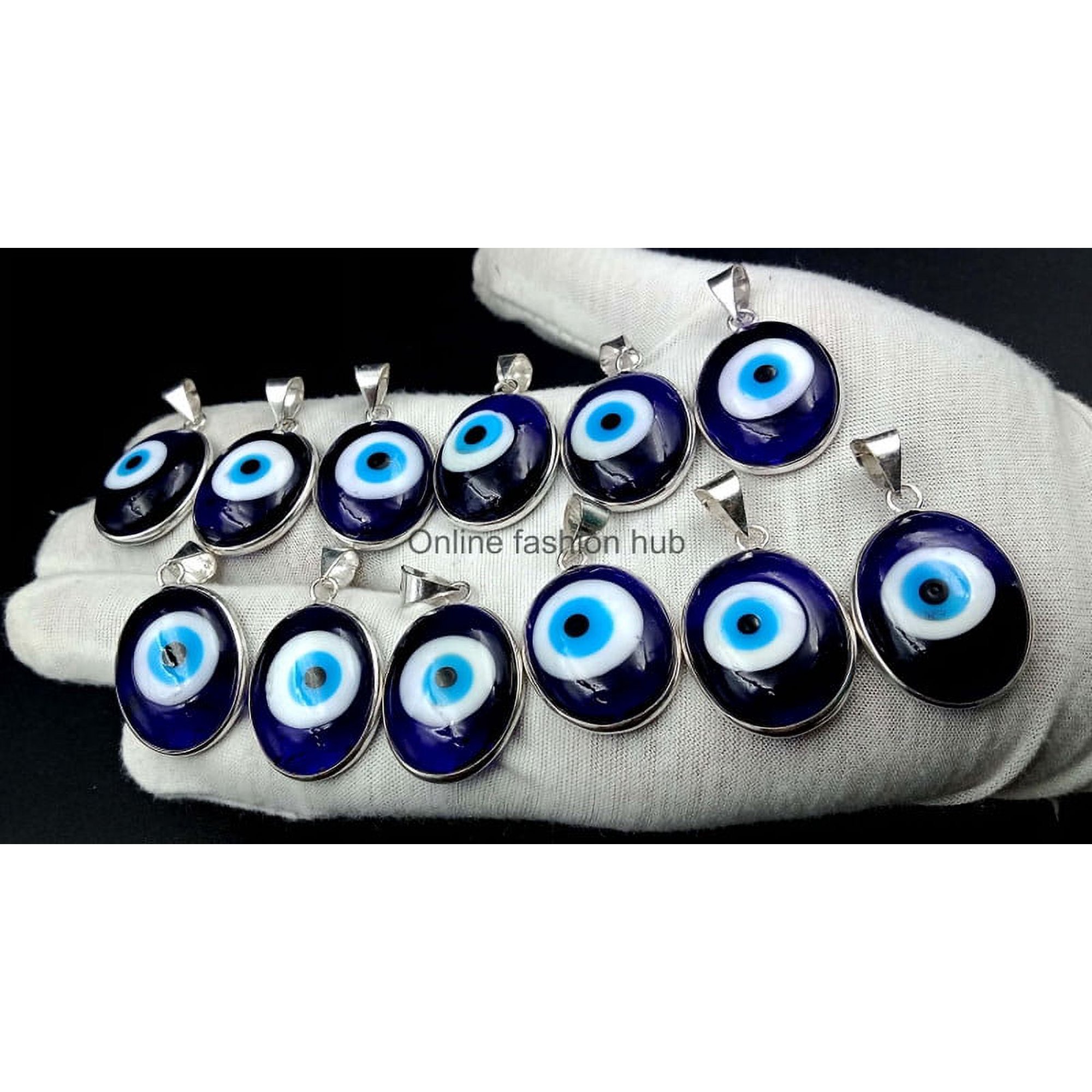 Evil Eye Gemstone 925 Sterling Silver Plated Handmade Pendant 5 pcs