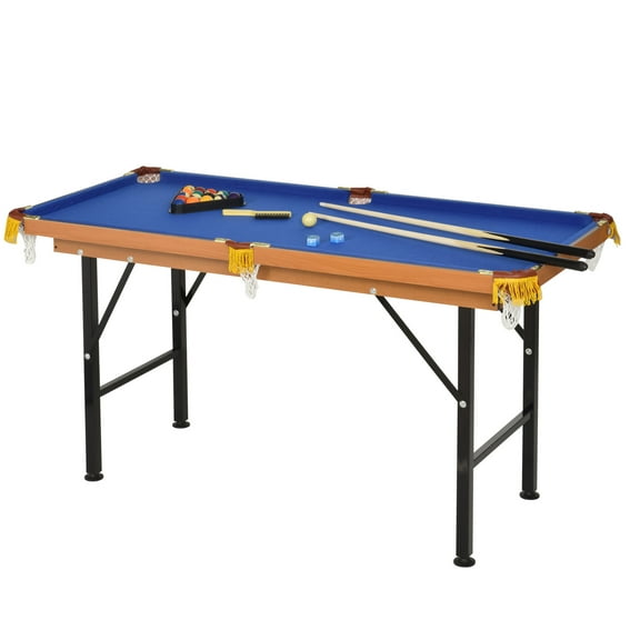 CoSoTower 55" Portable Folding Billiards Table Game Pool Table for Whole Family Number Use with Cues, Ball, Rack, Chalk, Blue