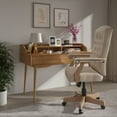 thumbnail image 3 of Flash Furniture Derrick Microfiber Tufted Farmhouse Office Chair with Driftwood Base, Ivory, 3 of 14