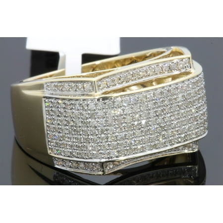 Diamond Pinky Ring - 10K YELLOW GOLD 1.14 CARAT MENS REAL DIAMOND ENGAGEMENT WEDDING PINKY RING BAND