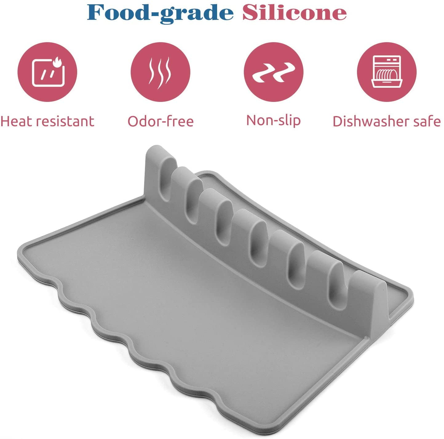 Private Jungle Silicone Spoon Rest Heat-Resistant 6 Slots Utensil Rest with Drip Pad Spoon Holder for Kitchen Countertop Cooking,Multiple Kitchen Utensils Spatula Rest Holder,Gray Private Jungle Silicone Spoon Rest Heat-Resistant 6 Slots Utensil Rest with Drip Pad Spoon Holder for Kitchen Countertop Cooking,Multiple Kitchen Utensils Spatula Rest Holder,Gray