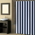 thumbnail image 2 of Fabric Shower Curtain, Navy Blue and White Striped Geometric Bathroom Curtain with 12 Hooks Waterproof No Bad Odor Machine Washable Bath Curtains for Bathroom, Spa Room, 72"x72", 2 of 6