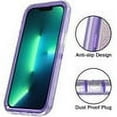 thumbnail image 5 of TASHHAR iPhone 14 Pro Case with Screen and Lens Protector 3 in 1 Anti Scratch Clear Glitter Shockproof Durable Moving Shiny Quicksand Liquid Case for iPhone 14 Pro 6.1 inch 2022 Phone Blue+Purple, 5 of 5