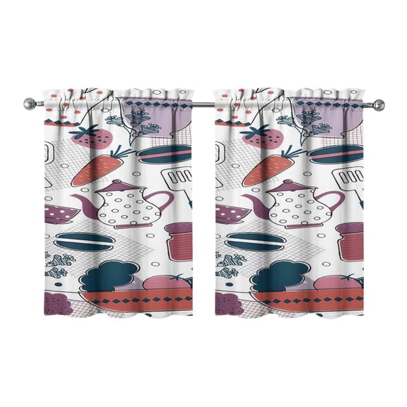 Vintage Kitchen Food Cooking Chef Tier Cafe Curtains for Bathroom Living RV Rod Pocket Window Drapes 36 Inch 2 Panels Set 28"x36" 2 Panels Window Treatment Tiers
