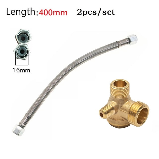 2Pcs Air Compressor Check Valve 400Mm Hex Nut Intake Tube With 3-Port Brass 20X16X10Mm Replacement Accessories