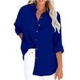thumbnail image 2 of LYXSSBYX Womens Long Sleeve Dress Women's Funny Fashion Solid Color Buttons Long Sleeve Loose Tops Blouse, 2 of 5