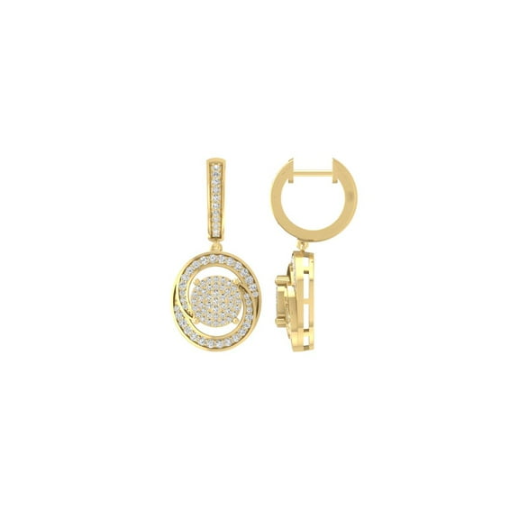 ARAIYA FINE JEWELRY 14K Yellow Gold Round Lab-Grown Diamond Cluster Dangle Earrings (3/4 cttw, VS1 Clarity, D-E Color)