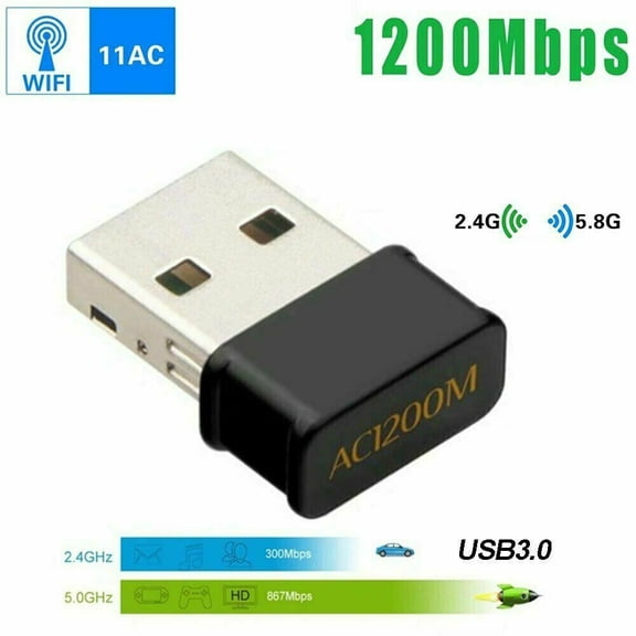 Dual Band Wireless Network Adapter 1200Mbps, USB WiFi Dongle for PC Desktop Laptop