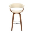thumbnail image 6 of Armen Living Indoor Julyssa 30" Bar Height Swivel Brown Faux Leather and Walnut Wood Bar Stool, 6 of 9