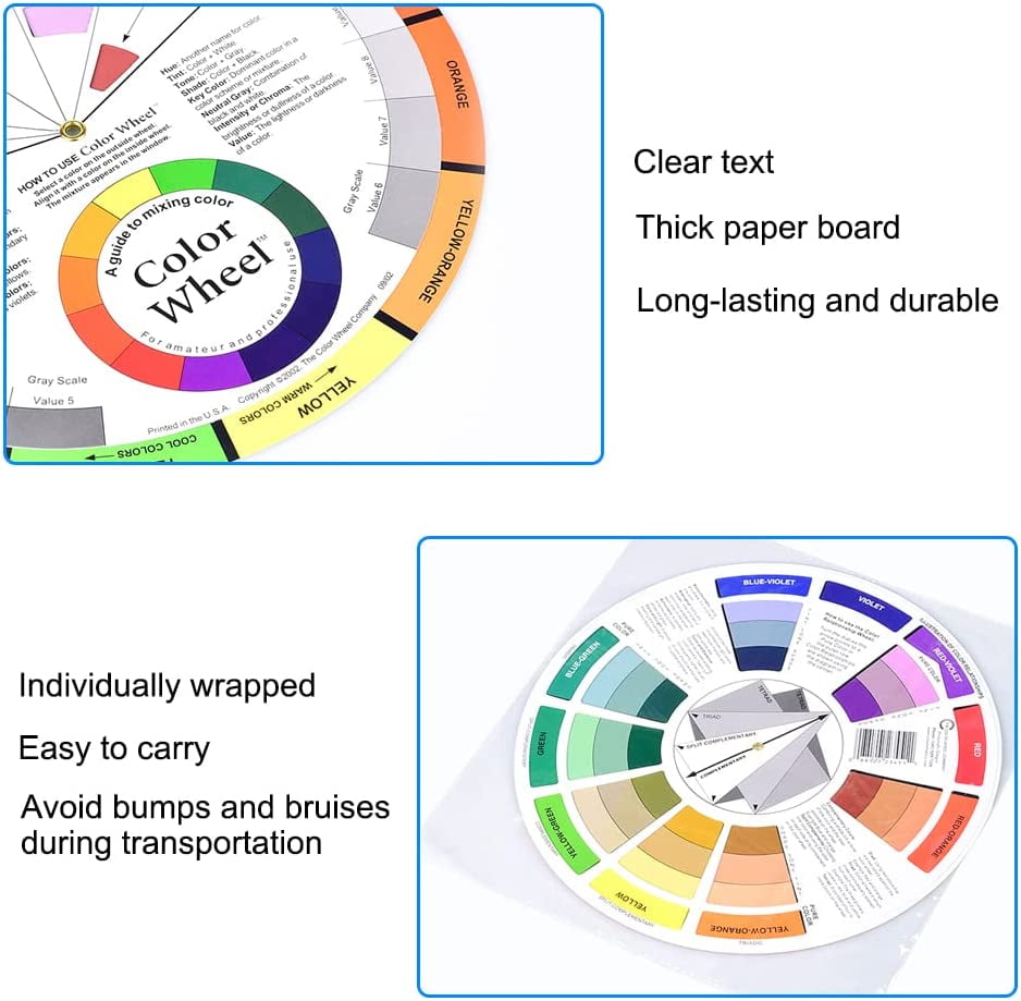 3 Pieces Color Wheel, Color Wheels for The Artist, Paint Mixing Learning  Guide for Beginners in Color Theory,Art Classroom Teaching Tools (2x9.25in  & 1x5.5in) 