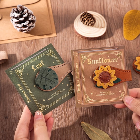 2PCS Vintage Magnetic Leather Bookmark, Leather Magnetic Bookmarks for Women, Magnetic PU Bookmarks Clip Book Accessories