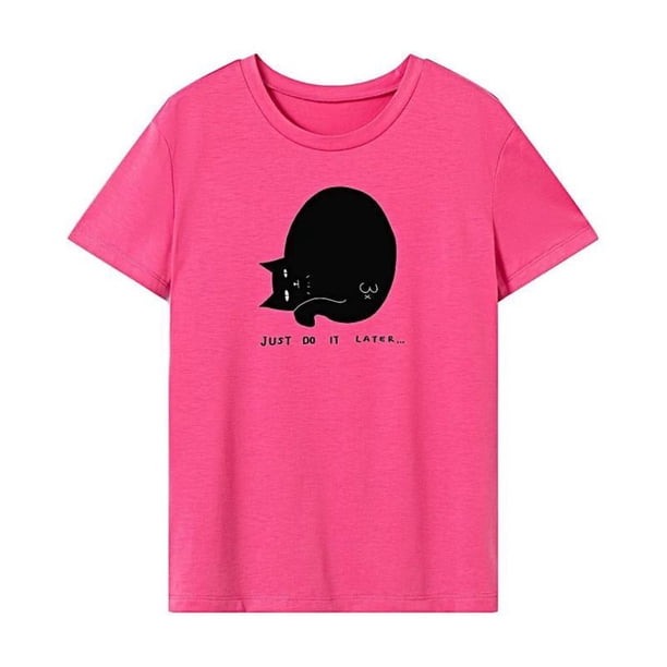 Camiseta para mujer Verano Tops Streetwear Ropa Cuello Redondo Camisa para Trabajo Oficina L