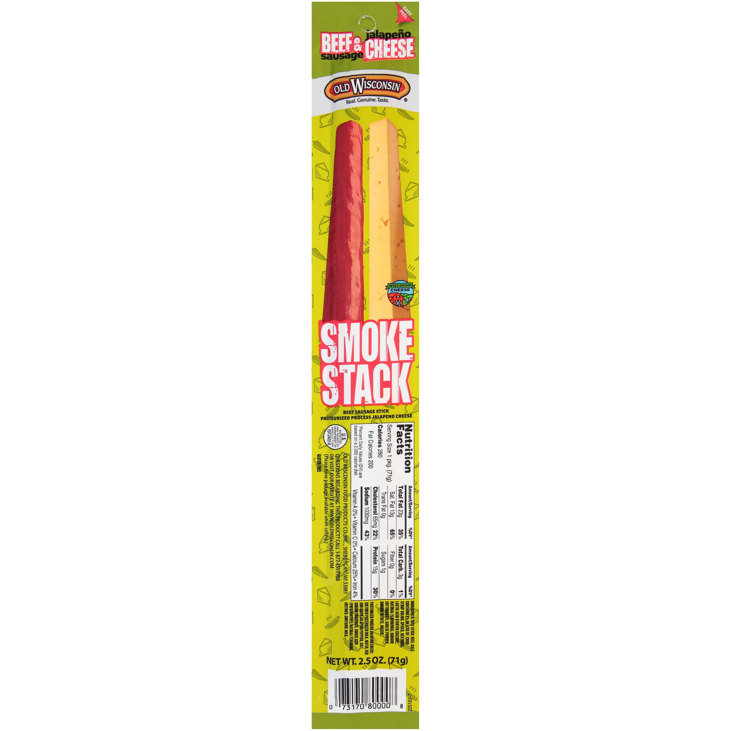 Old Wisconsin® Smoke Stack Beef Sausage & Jalapeño Cheese Snack Stick 2