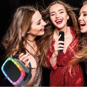 IQ Sound Mini Karaoke Portable Bluetooth Speaker with Wireless Microphone and RGB Light Show, IQ-908K , Black