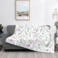 thumbnail image 2 of Uemuo Watercolor Wildflower Printed Throw Blanket for Couch, Fluffy Fuzzy Blankets for Bed, Sofa, Cozy Flannel Faux Fur Blanket-50"x40", 2 of 6