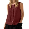 thumbnail image 3 of cocolona Womens Summer Basic Tank Tops Crew Neck Sleeveless Loose Shirts Trendy Casual Solid Color Blouses, 3 of 6