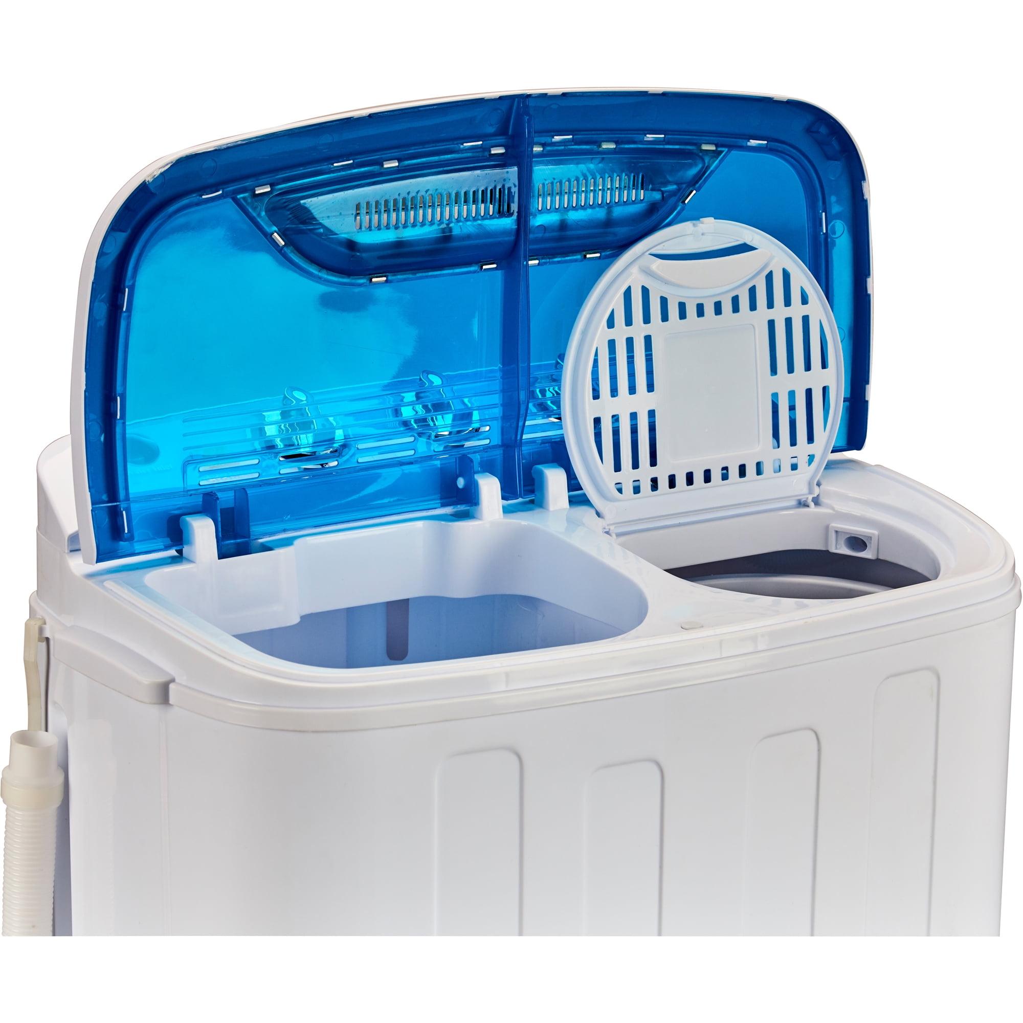 White Washing Machine Globest XPB36 Portable Twin Tub Washer 12.4lbs Spin Cycle,Translucent Cover 
