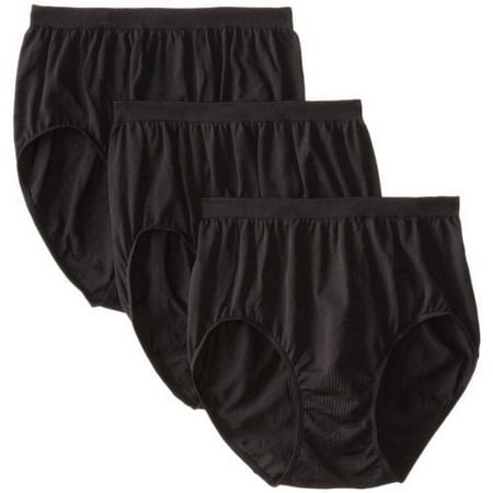 Bali Women`s Comfort Revolution Microfiber Seamless Brief (Pack of 3) 3 Black