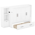 thumbnail image 6 of Queen Size Murphy Bed with Charging Ports, Storage Platform Bed with Shelves, Drawers and Cabinet, Space Saving Wood Foldable Bed Frame, White, 6 of 9